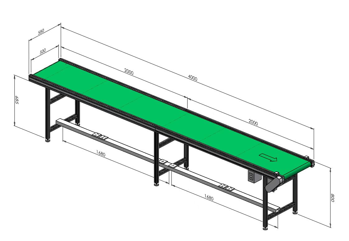 底部加線(xiàn)槽的4米流水線(xiàn)輸送機(jī) 帶寬500mm