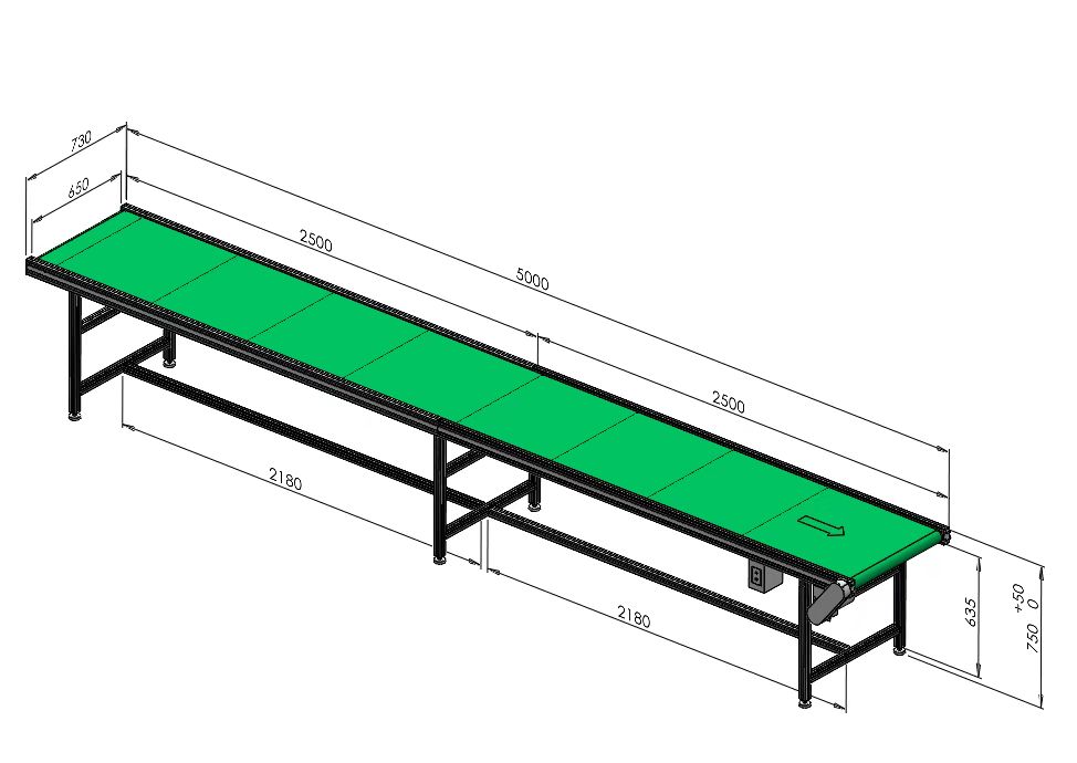 5米綠色PVC皮帶輸送機(jī)常規(guī)款
